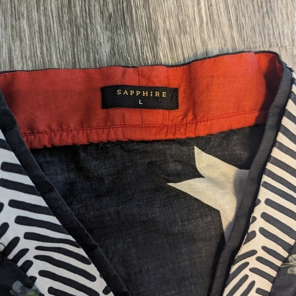 WOMAN'S Sapphire Pakistani Lawn Suit Top- Floral Dynasty-Black/White- Size Large - Picture 4 of 5